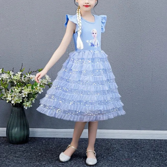Robe bleue à sequins Reine des Neiges du 3 ans au 8 ans – Image 2