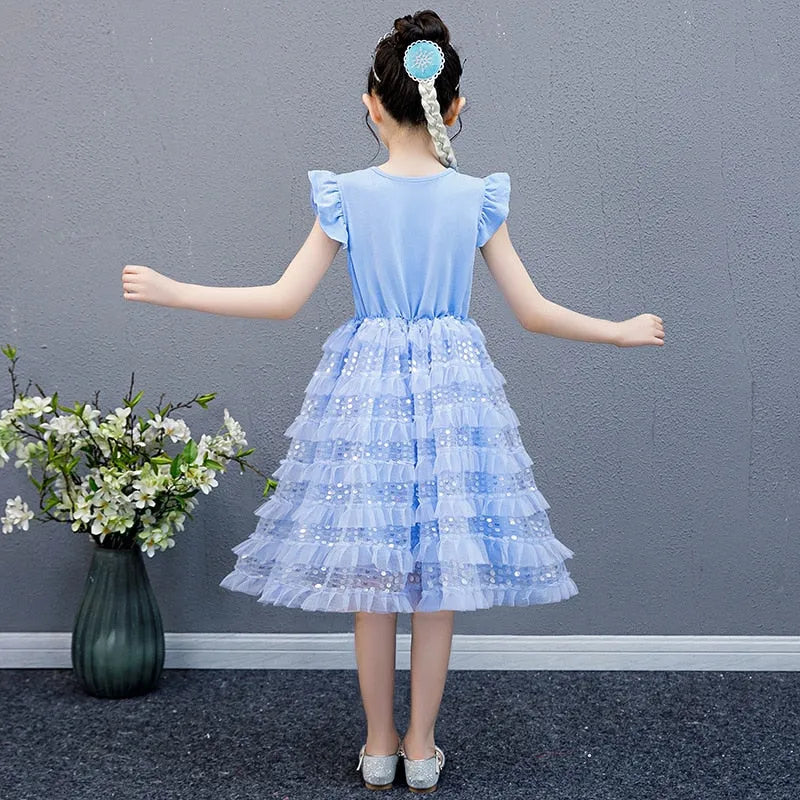 Robe bleue à sequins Reine des Neiges du 3 ans au 8 ans – Image 3