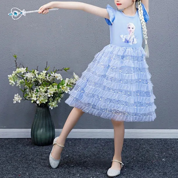 Robe bleue à sequins Reine des Neiges du 3 ans au 8 ans – Image 4