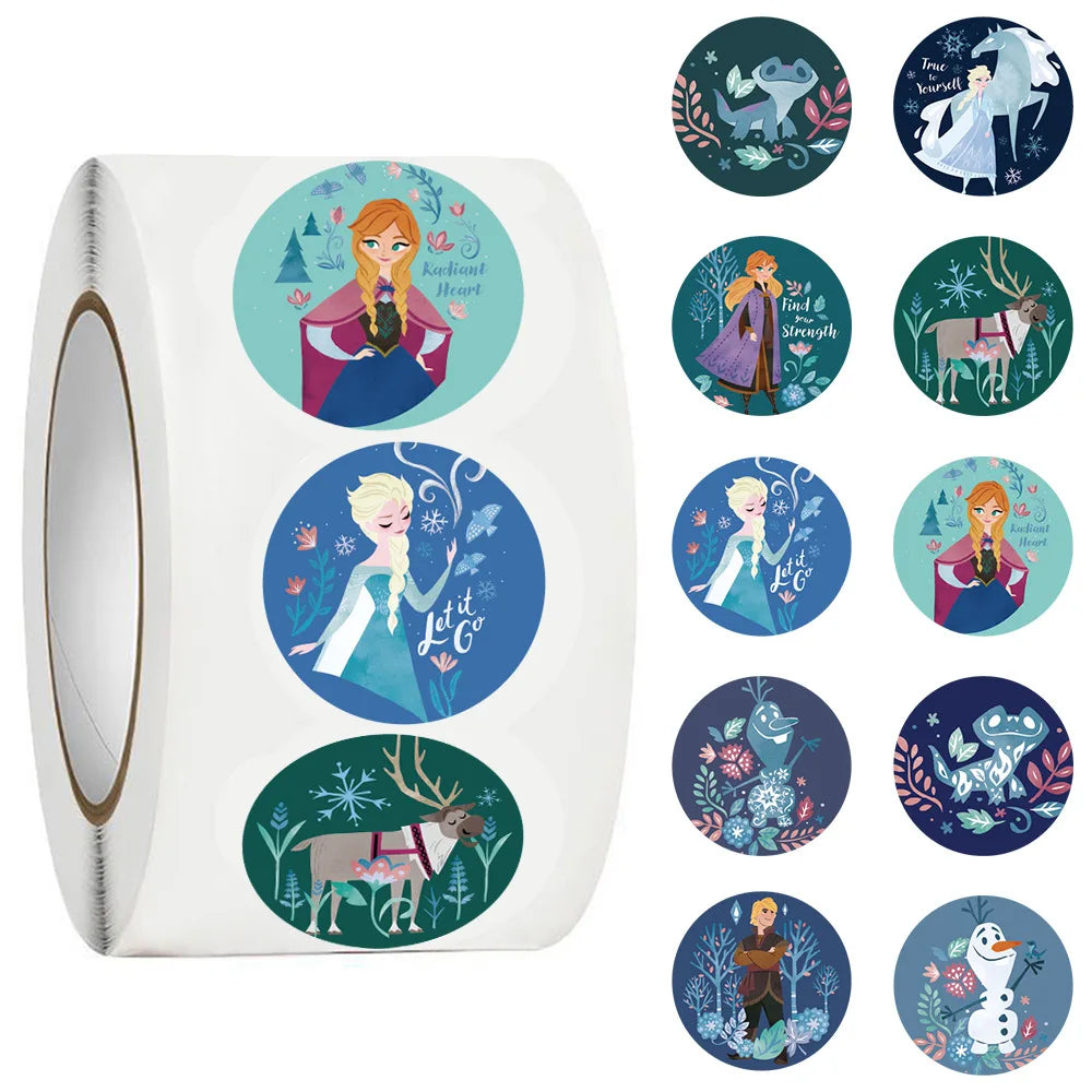 Rouleau de 500 stickers esthétiques Reine des Neiges
