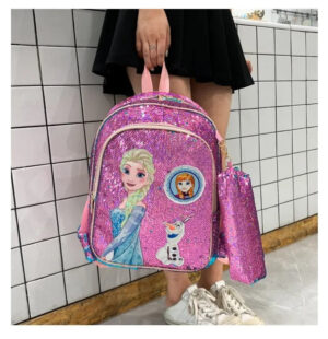 Sac à dos à sequins Reine des Neiges, bleu ou fuschia