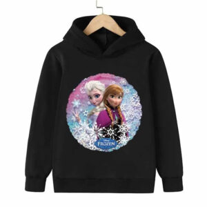 Sweat noir Reine des Neiges, tailles 90CM à 170CM