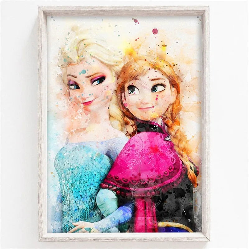 Toile La Reine des Neiges Anna et Elsa en 4 dimensions