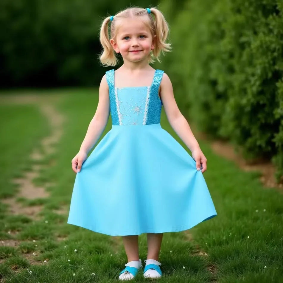 Robe Elsa Reine des Neiges, tailles 100 à 150