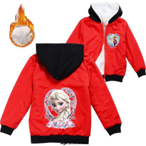 Veste chaude Reine des Neiges rose ou rouge et noir