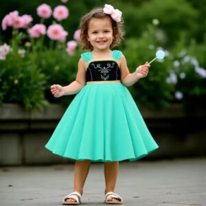 Robe Anna verte Reine des Neiges avec tailles enfant
