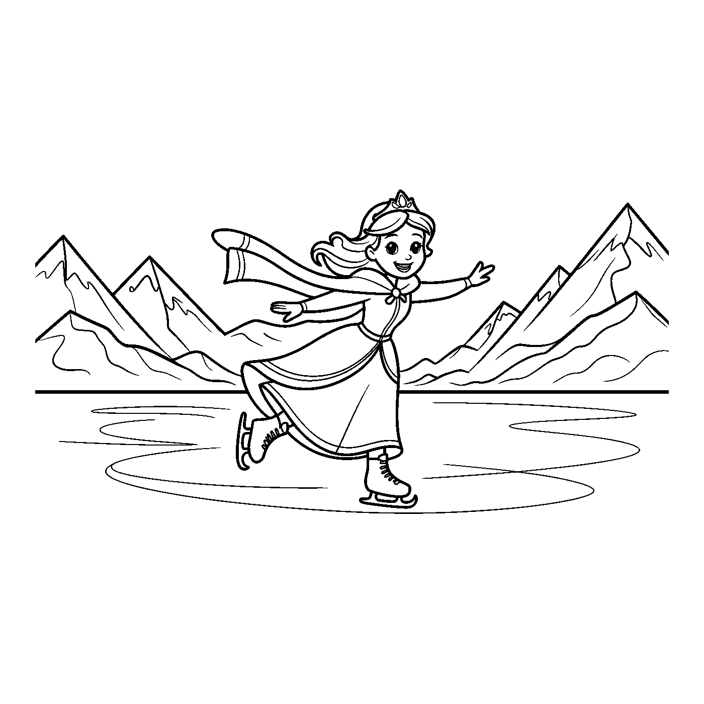 Coloriage Reine des Neiges gratuit à imprimer : Anna avec des flocons