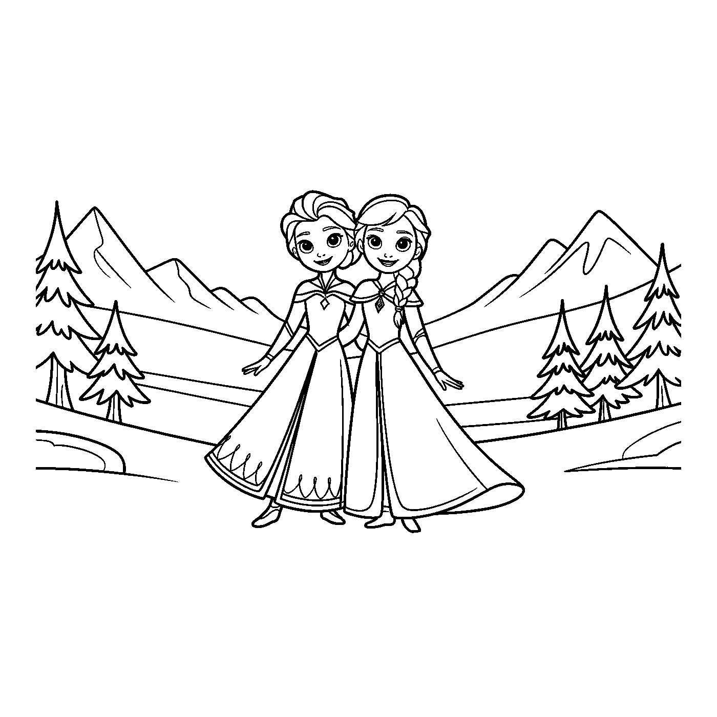 Coloriage Reine des Neiges gratuit à imprimer : Olaf dans la neige